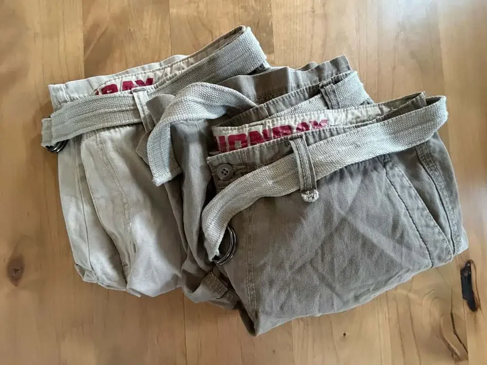 Pair of UNIONBAY Men's Cargo Shorts with Included Belts 36